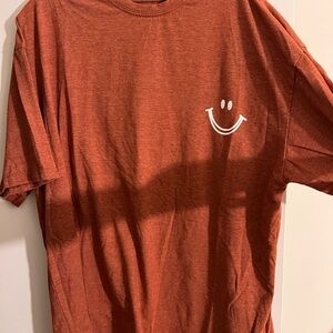 Rust Orange T-Shirt with Smiley Face